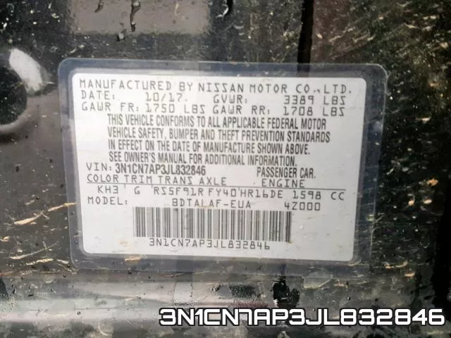 3N1CN7AP3JL832846 фото 2