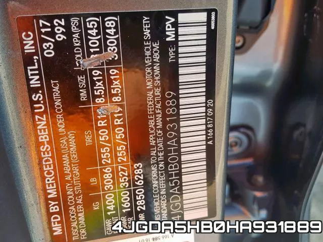 4JGDA5HB0HA931889 фото 2