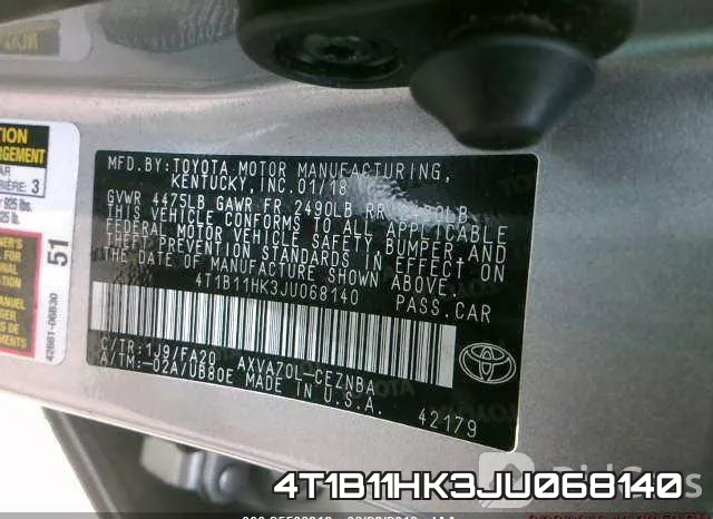 4T1B11HK3JU068140 фото 10