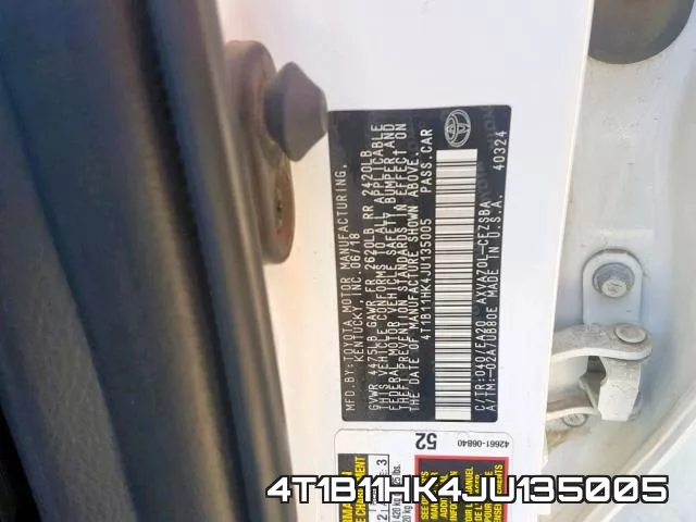 4T1B11HK4JU135005 фото 2