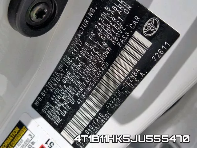 4T1B11HK5JU555470 фото 2