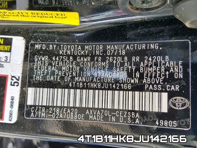 4T1B11HK8JU142166 фото 2