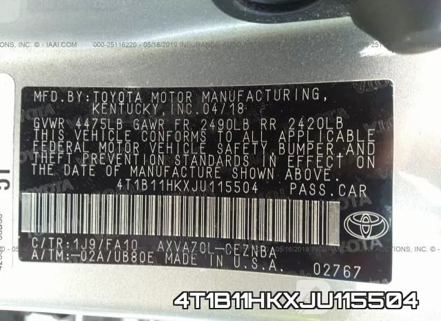 4T1B11HKXJU115504 фото 10