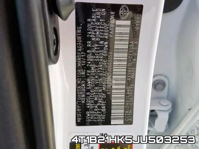 4T1B21HK5JU503253 фото 2