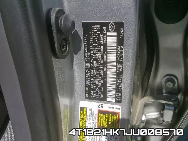 4T1B21HK7JU008570 фото 2