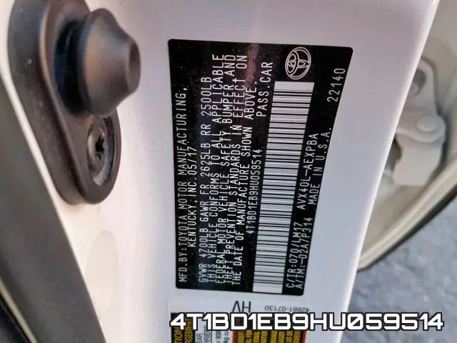 4T1BD1EB9HU059514 фото 2