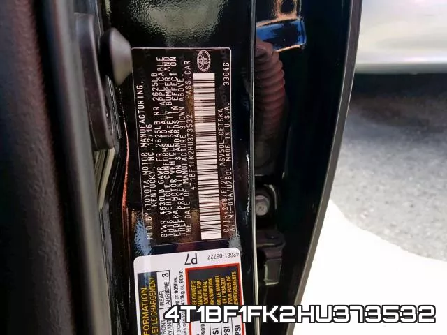 4T1BF1FK2HU373532 фото 2