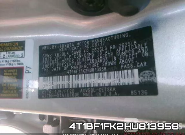 4T1BF1FK2HU813958 фото 10