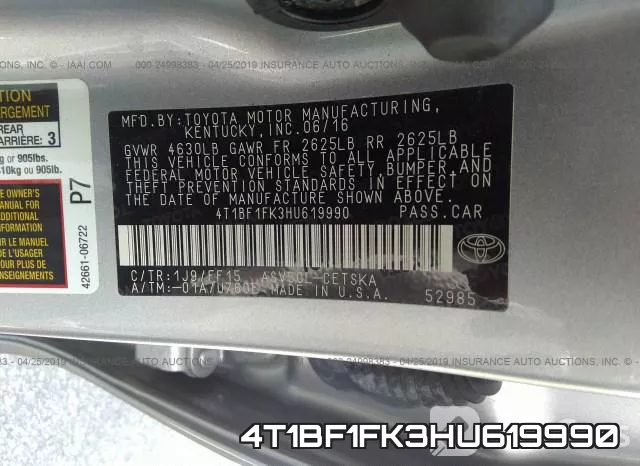 4T1BF1FK3HU619990 фото 10