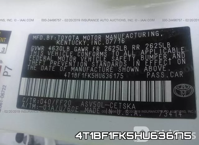 4T1BF1FK5HU636175 фото 10