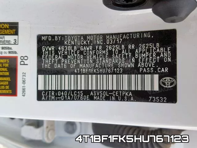 4T1BF1FK5HU767123 фото 2