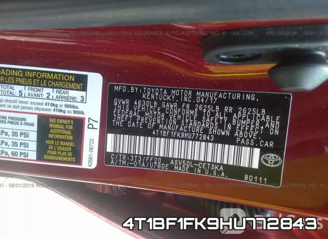 4T1BF1FK9HU772843 фото 10