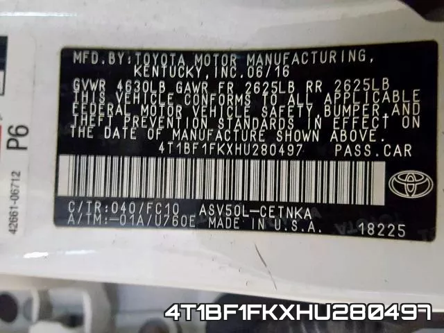4T1BF1FKXHU280497 фото 2