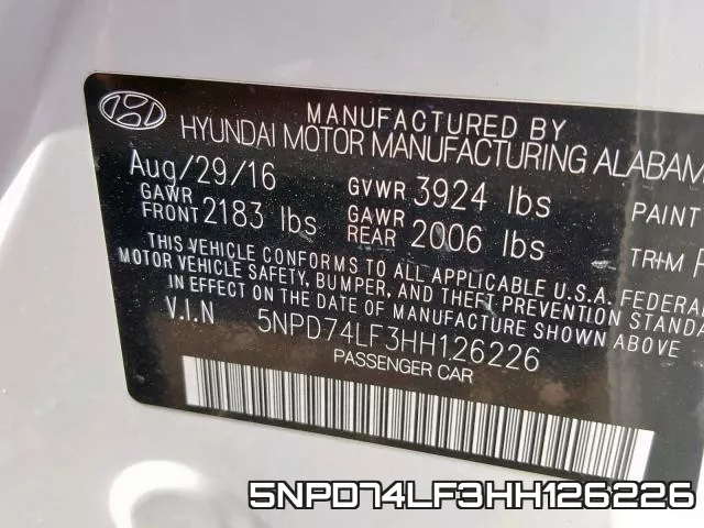 5NPD74LF3HH126226 фото 2