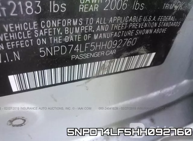 5NPD74LF5HH092760 фото 10