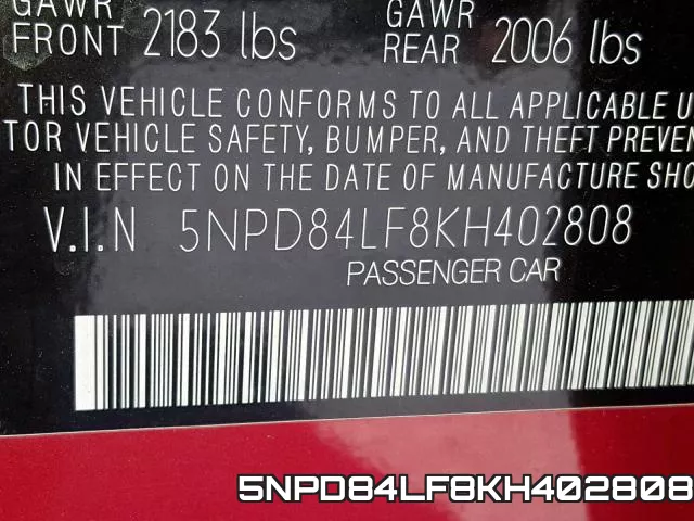 5NPD84LF8KH402808 фото 2