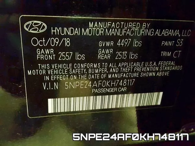 5NPE24AF0KH748117 фото 2