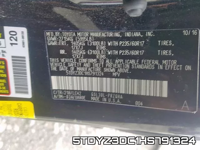 5TDYZ3DC1HS791324 фото 2