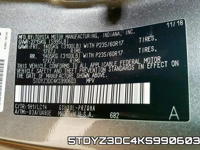 5TDYZ3DC4KS990603 фото 2