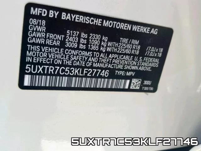 5UXTR7C53KLF27746 фото 2