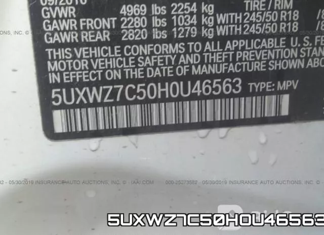 5UXWZ7C50HOU46563 фото 10