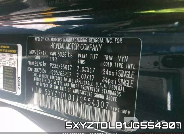 5XYZTDLB1JG554307 фото 10