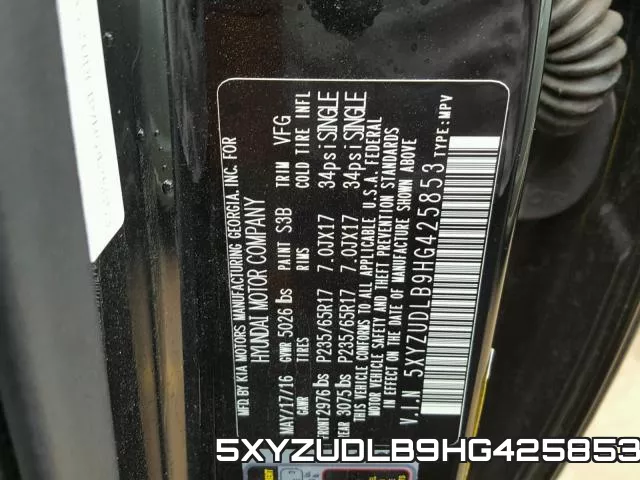 5XYZUDLB9HG425853 фото 2