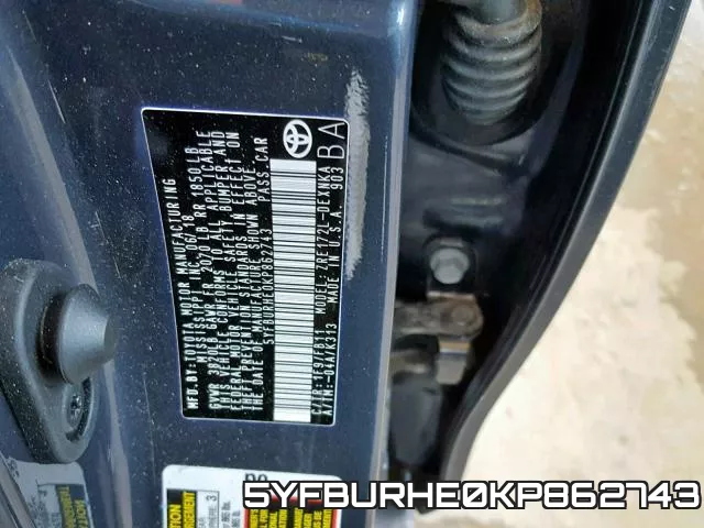 5YFBURHE0KP862743 фото 2