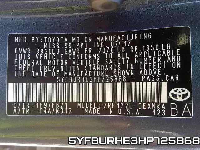5YFBURHE3HP725868 фото 2