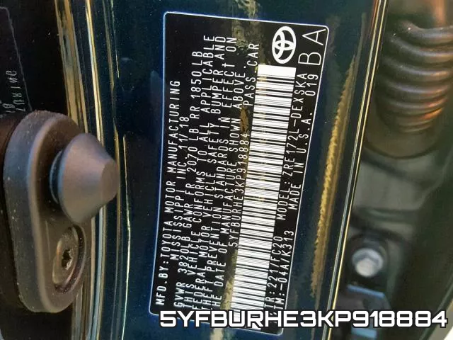 5YFBURHE3KP918884 фото 2