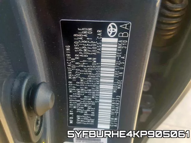 5YFBURHE4KP905061 фото 2