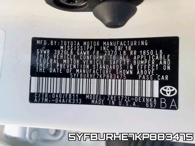 5YFBURHE7KP883475 фото 2