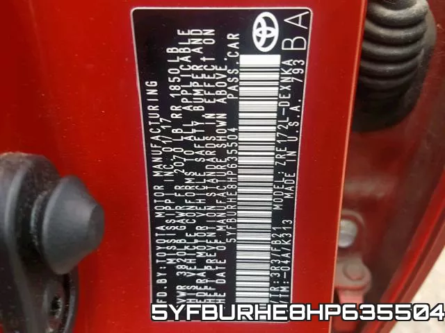 5YFBURHE8HP635504 фото 2