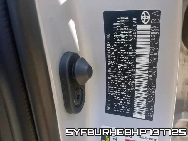 5YFBURHE8HP737725 фото 2
