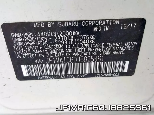 JF1VA1C60J8825361 фото 2