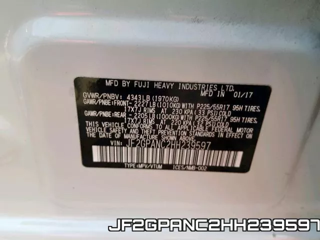 JF2GPANC2HH239597 фото 2