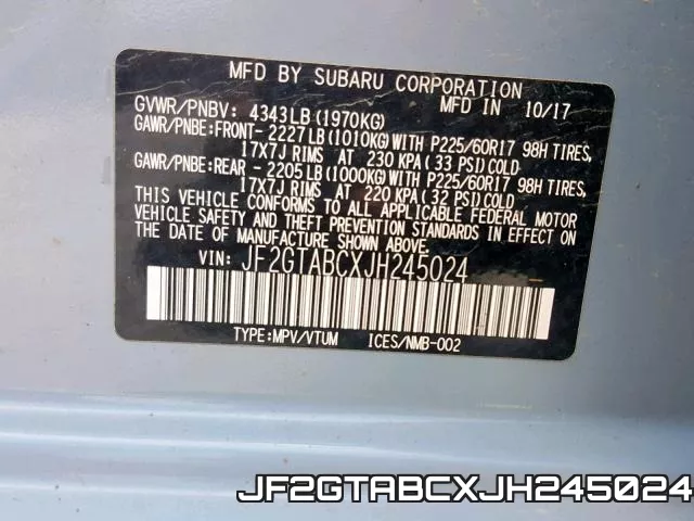 JF2GTABCXJH245024 фото 2
