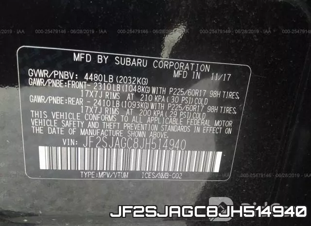 JF2SJAGC8JH514940 фото 10