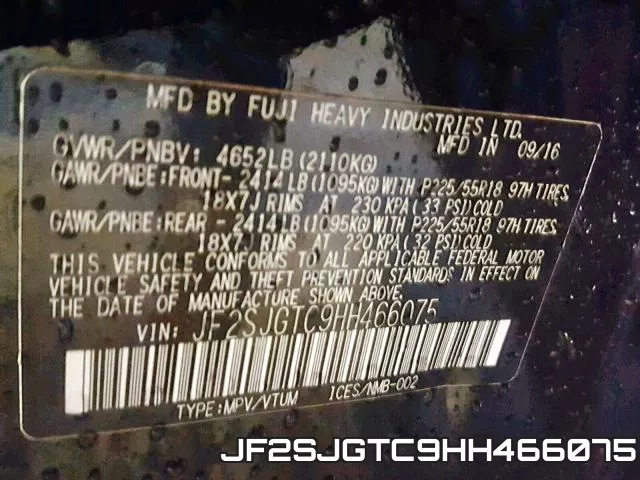 JF2SJGTC9HH466075 фото 2