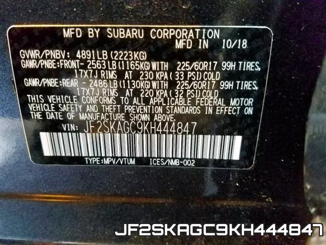 JF2SKAGC9KH444847 фото 2