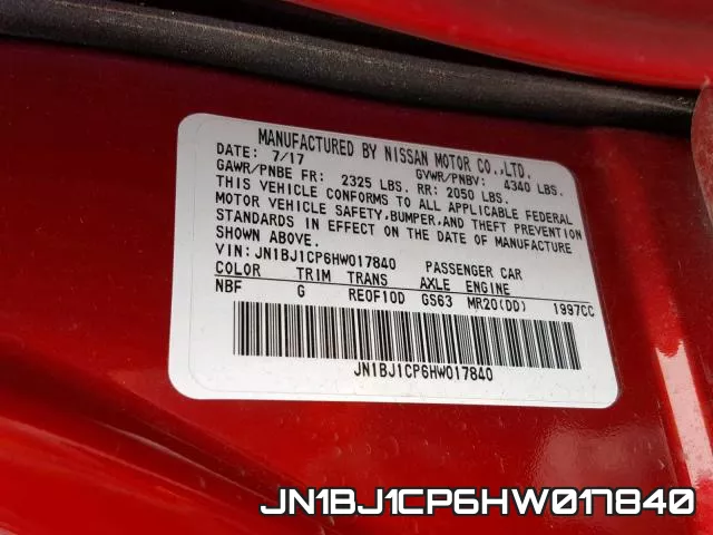 JN1BJ1CP6HW017840 фото 2