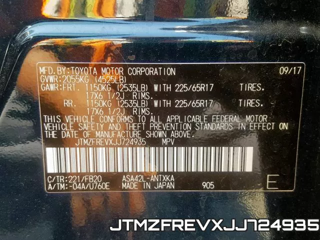 JTMZFREVXJJ724935 фото 2