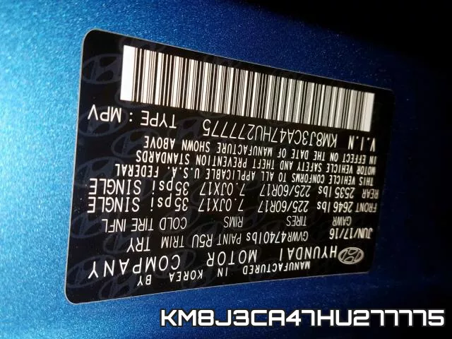 KM8J3CA47HU277775 фото 2
