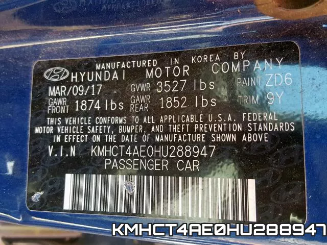 KMHCT4AE0HU288947 фото 2