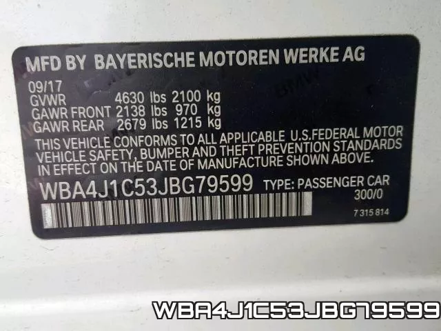WBA4J1C53JBG79599 фото 2