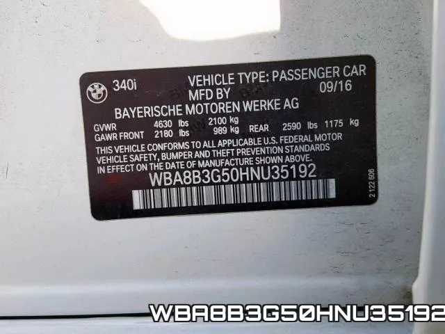 WBA8B3G50HNU35192 фото 2