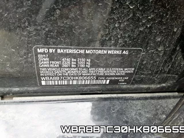 WBA8B7C30HK806655 фото 2