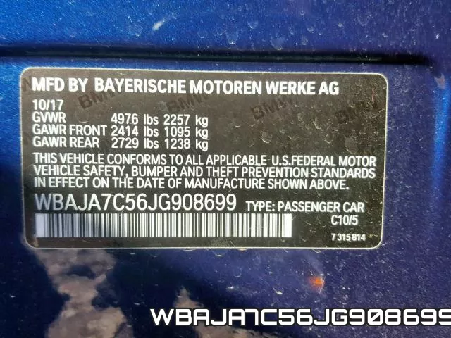 WBAJA7C56JG908699 фото 2