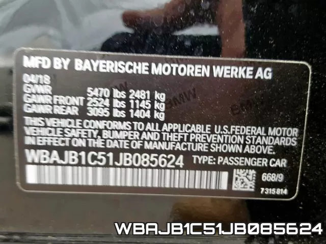 WBAJB1C51JB085624 фото 2