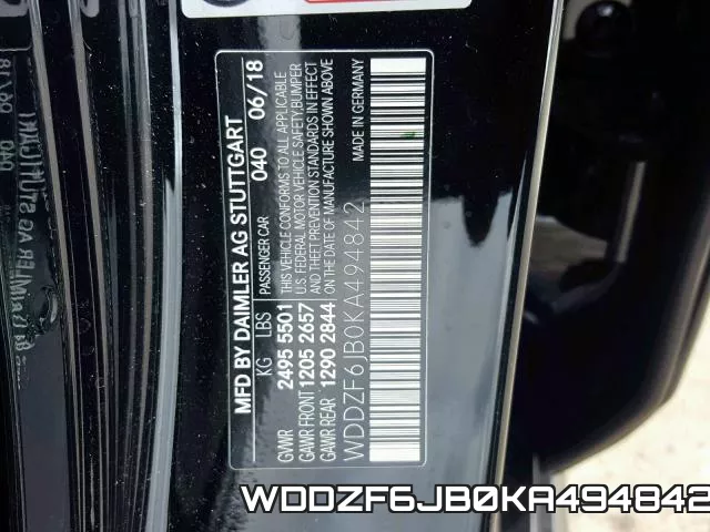 WDDZF6JB0KA494842 фото 2